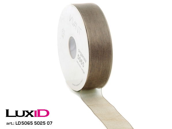 Organza woven edge V 07 taupe 25mm x 50m